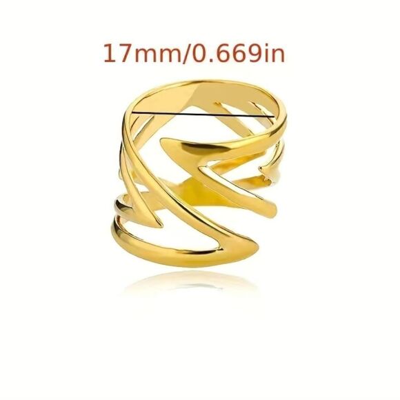 Punk Style Wrap Ring Stainless Steel 18k Gold Plated Adjustable (7 to 9) - Picture 3 of 7